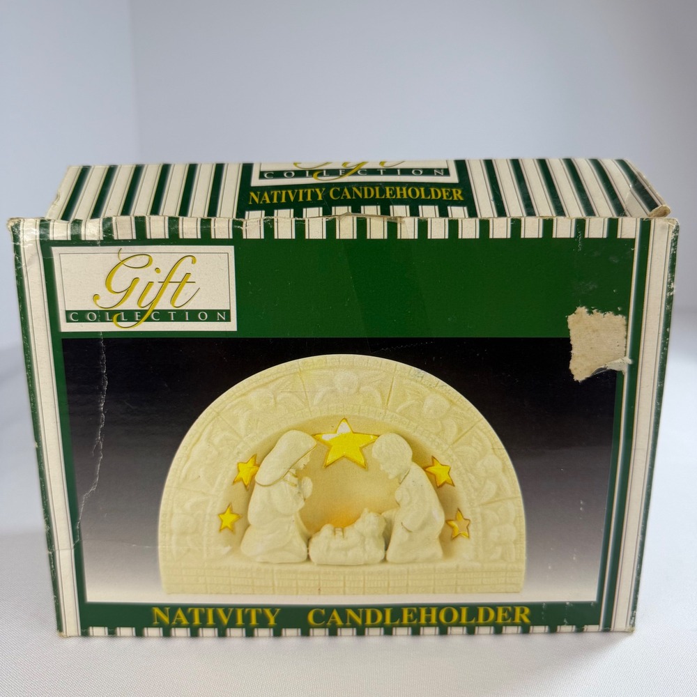 Gift Collection Ceramic Nativity Candleholder Unisex OS Cream Good 1998 Vintage - Picture 4 of 7
